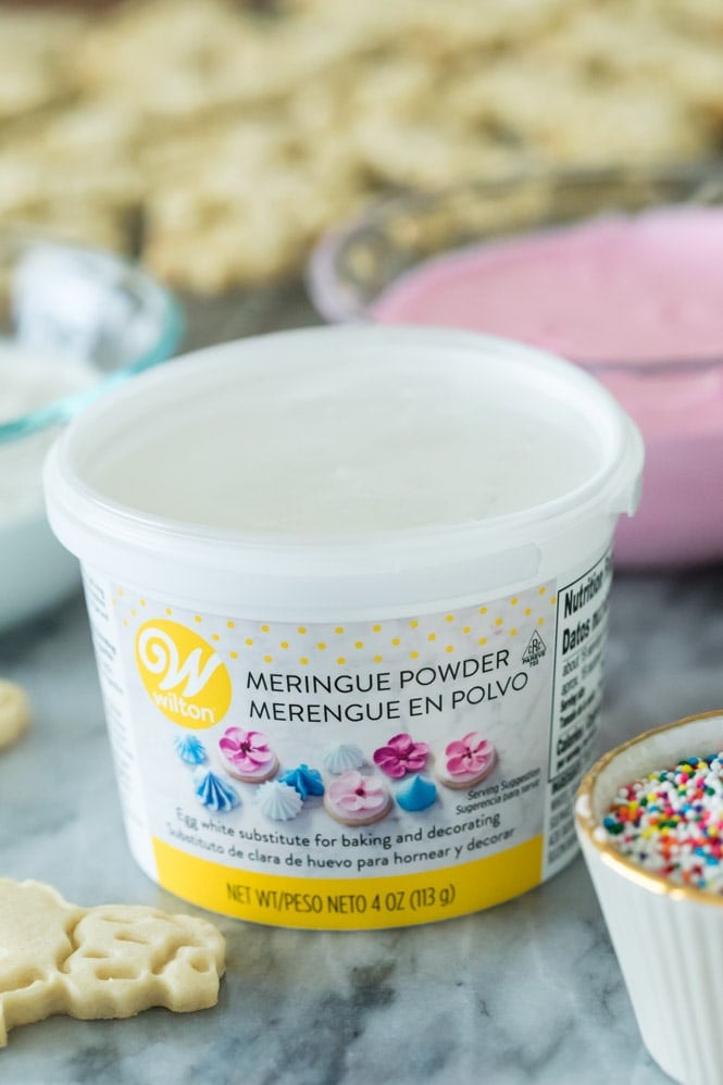 How to make adorable FROSTED ANIMAL COOKIES! Simple and sweet, no chilling required! Meringue powder, used to make royal icing for animal cookies