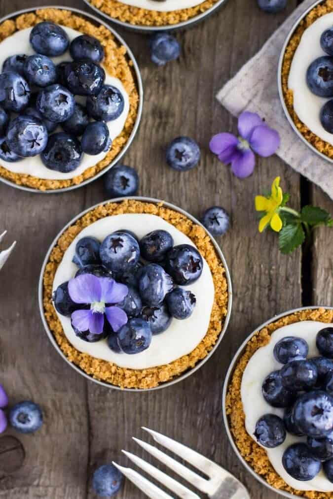 Overhead of blueberry lemon tart