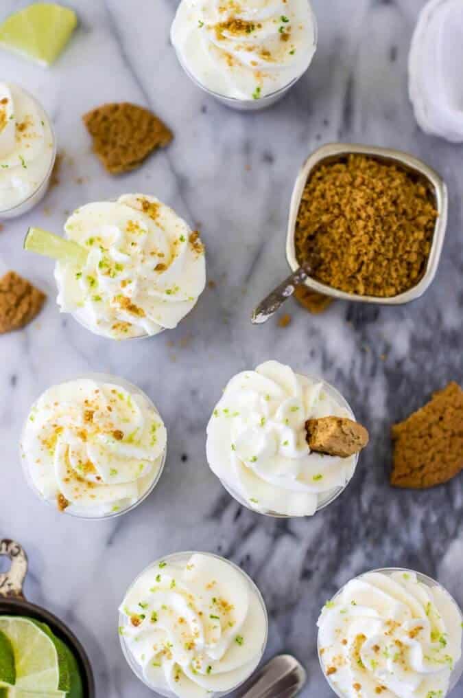 Key Lime Pie Dessert Shooters with gingersnap crust
