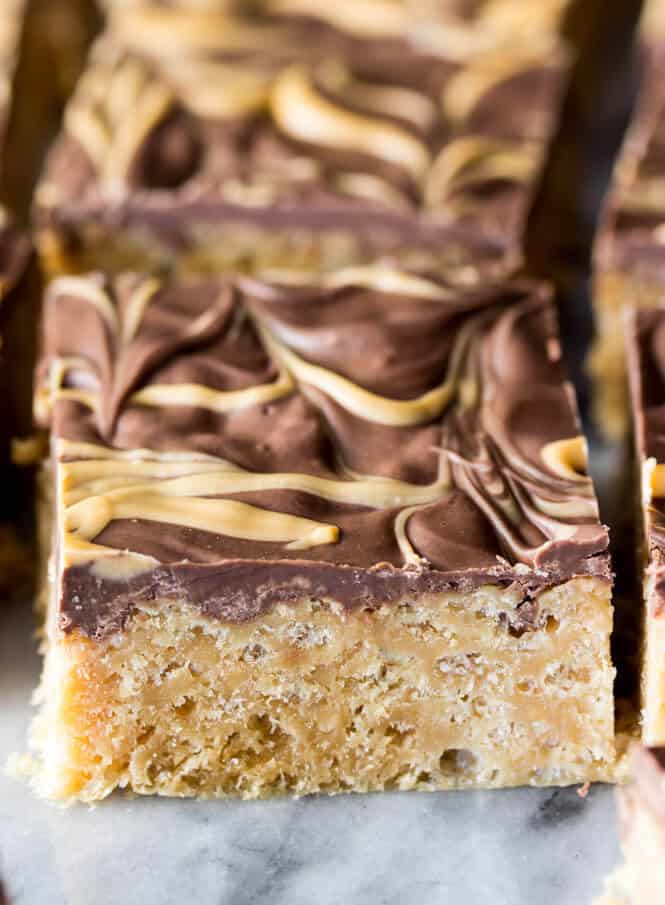 Scotcharoos -- a peanut buttery butterscotch & chocolate rice krispie treat || Sugar Spun Run