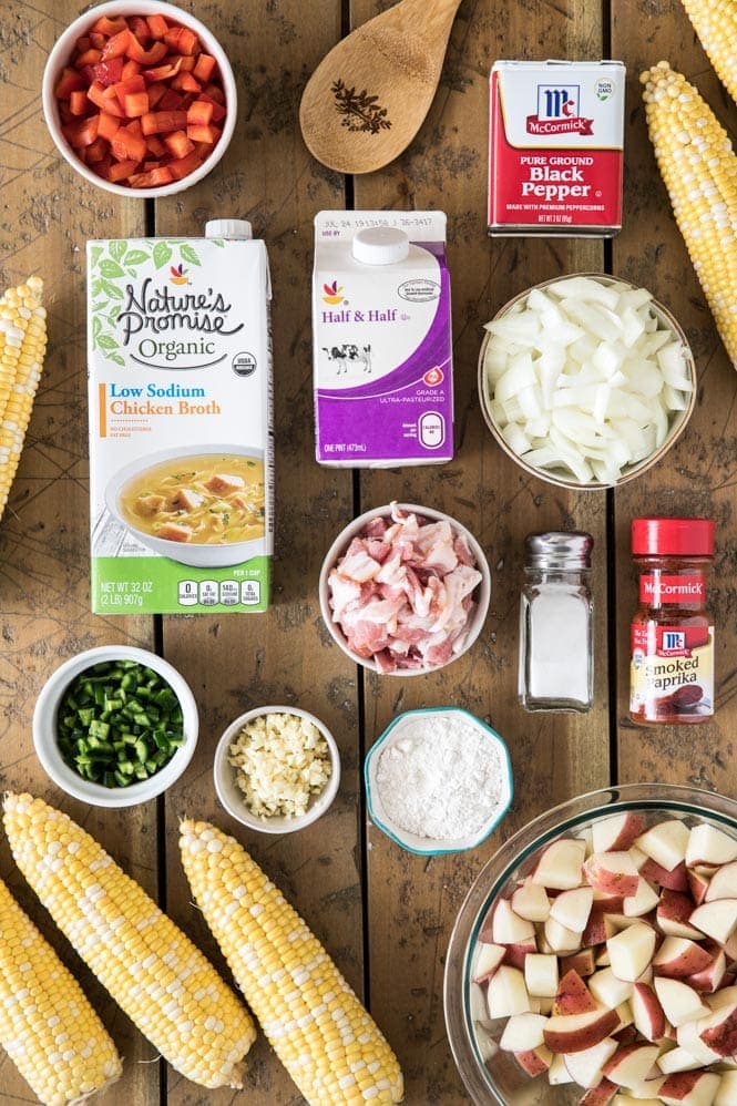 SUMMER CORN CHOWDER! A simple, hearty summer soup! #cornchowder #summerrecipe #sugarspunrun Ingredients for corn chowder