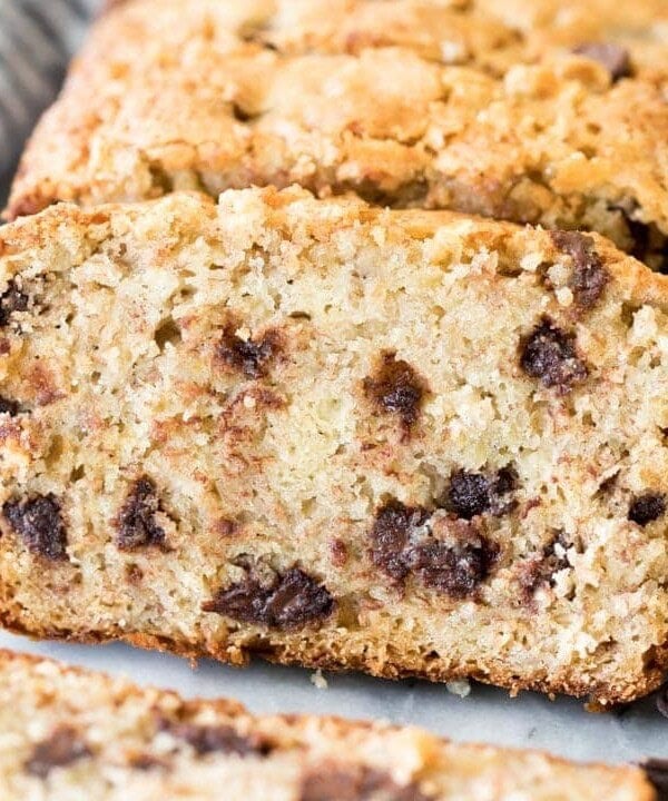Sliced banana bread