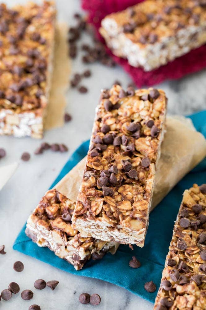 Granola bars stacked
