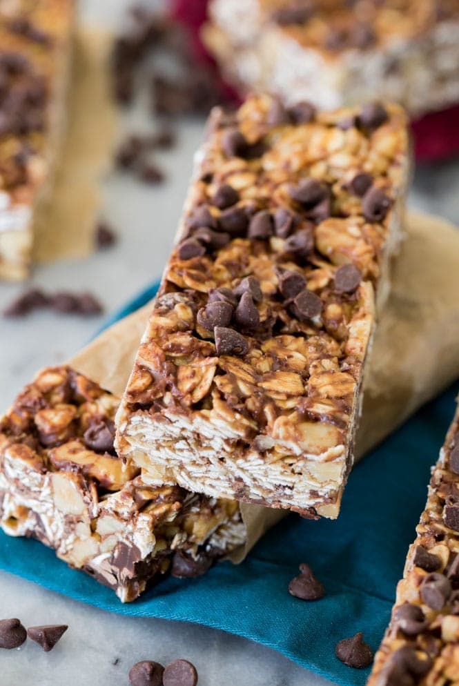 How to Make Chocolate Chip Homemade Granola Bars Two chocolate chip granola bars