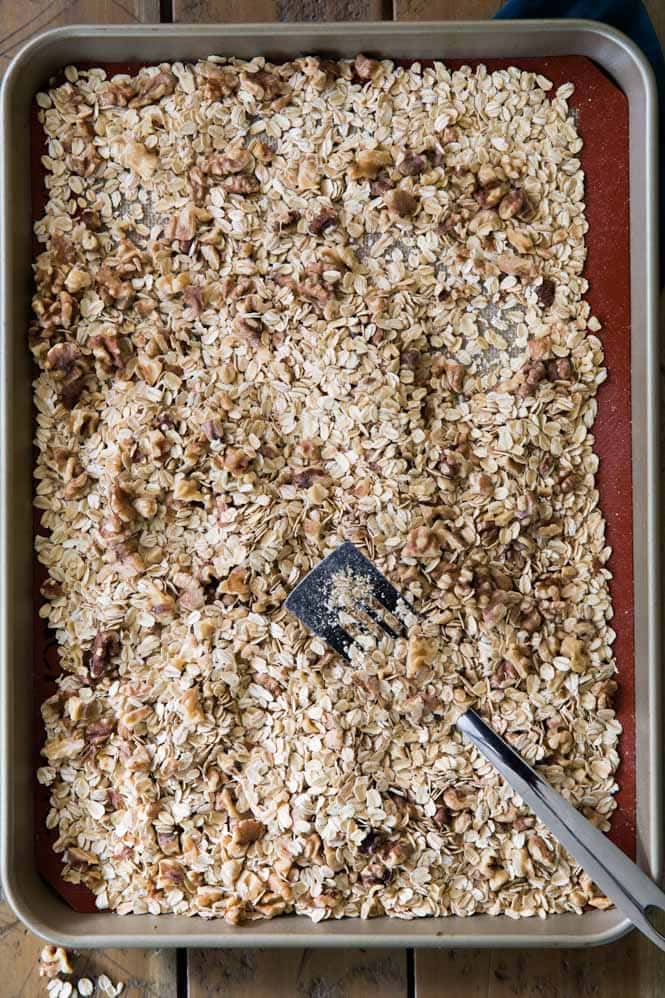 Toasted oats and nuts for making granola bars Toasted oats and nuts for making granola bars