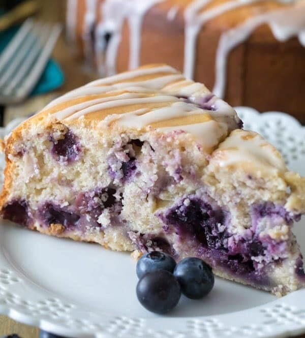 Blueberry cake slice