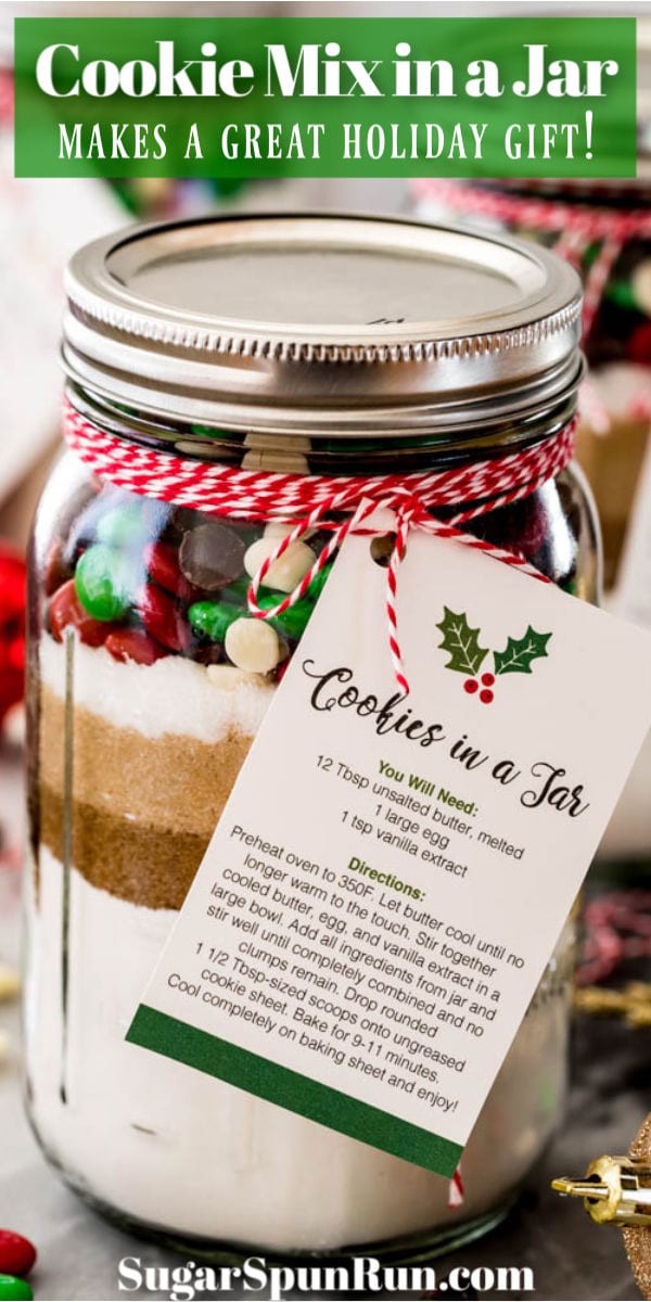 Cookie mix in a jar with instructional tag