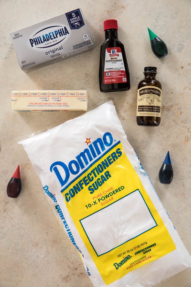 Ingredients for cream cheese mints
