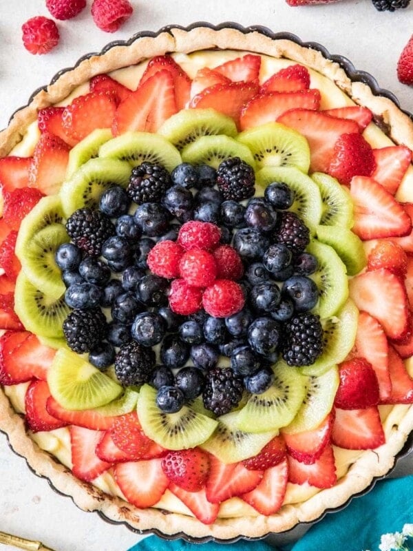 overhead view of fruit tart