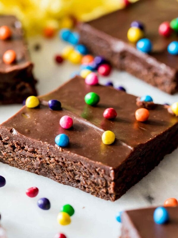 Brownies made from a homemade cosmic brownie recipe.