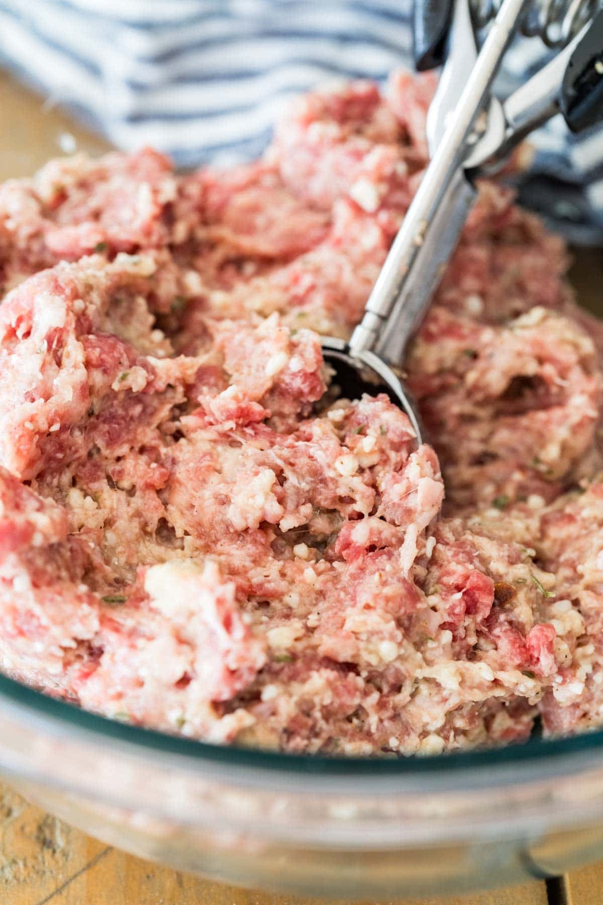Meatball mixture after tempering the meat with the panade.