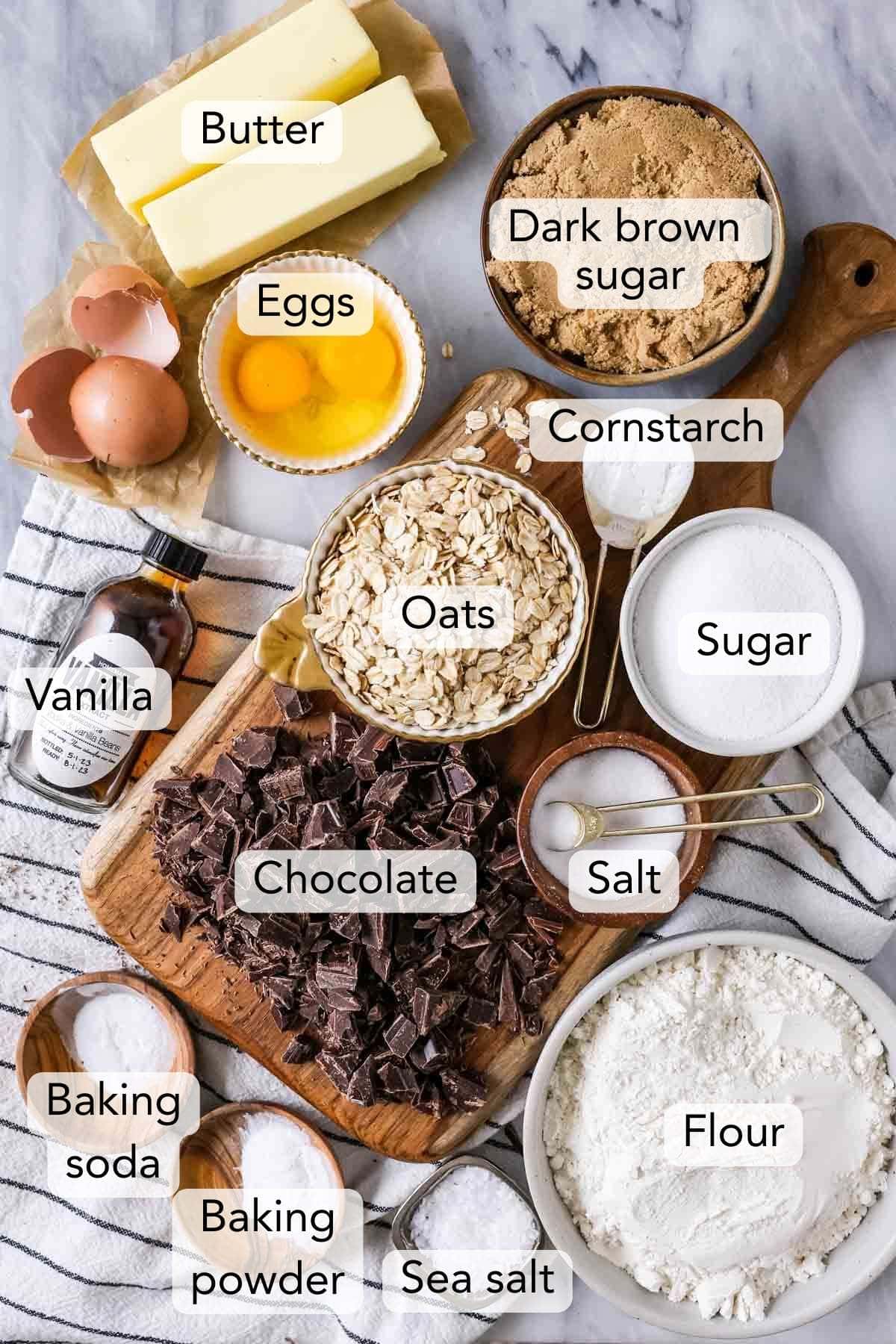 Overhead of the ingredients used for my copycat chik fil a cookie recipe
